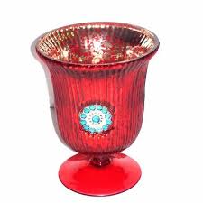 Red Glass Decorative Candle Holder