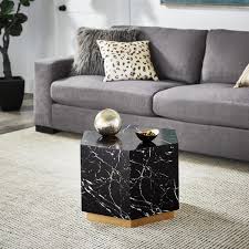 Black Hexagon Faux Marble Coffee Table