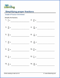Grade 6 Math Worksheets Simplifying