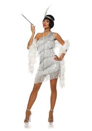 dazzling silver flapper dress costume