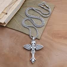 silver cross pendant necklace with