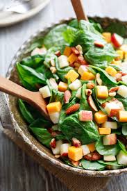 Spinach Salad With Apple Cheddar And Smoked Almonds