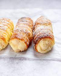 puff pastry cannoli with pastry cream