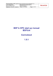 Bsp Dpc Start Up Manual Bsplink Centralized 1 9 1