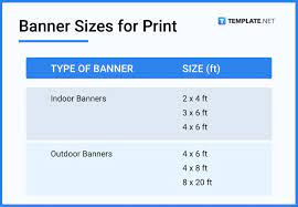 banner size dimension inches mm
