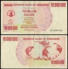 zimbabwe currency bank note 10 million