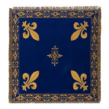 fleurs de lys blue woven blanket