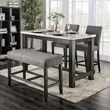 A modern bar table that can also be used in the kitchen or pool room. Brule Counter Height Dining Set W Gray Chairs Furniture Of America Furniture Cart