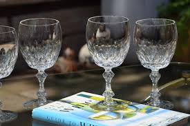 4 Vintage Crystal Cut Wine Glasses