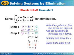 6 3 Solving Systems By Elimination