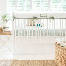 green crib bedding gingham new