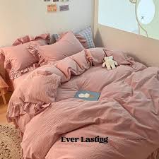 Ruffle Bedding Set Pink Queen