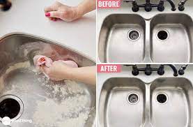 shine your stainless steel sink with flour