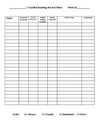 Guided Reading Record Keeping Chart Assessment Reading