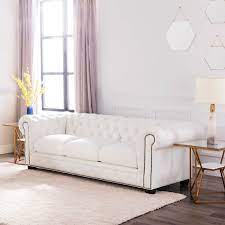 tufted white leather sofa foter