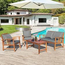 Angeles Home Teak 4 Piece Acacia Wood