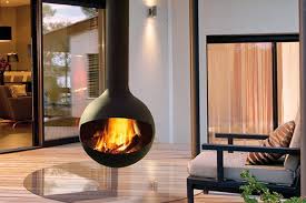 suspended modern fireplaces floating