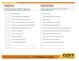 Weekly And Monthly House Cleaning Checklist House Cleaning