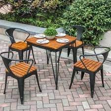 Wooden Iron Outdoor Table Chair Set