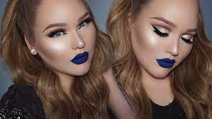 blue lipstick glowy glam cut crease