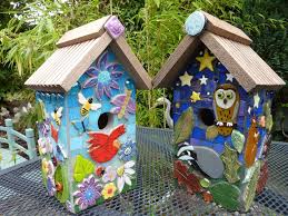 Fabulous Mosaic Bird Houses