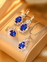 teardrop blue gemstone inlaid