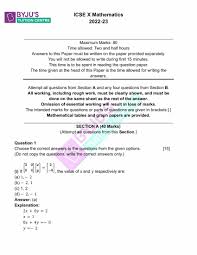 icse cl 10 maths question paper