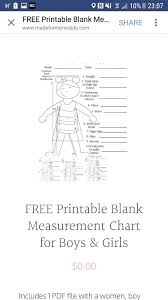 Free Printable Bank Measurement Chart For Boys And Girls