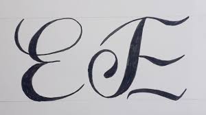 calligraphy handwriting letter e in