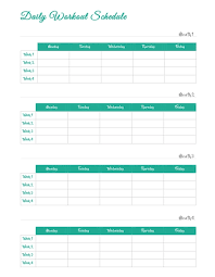 Daily Workout Schedule Template Free Templates