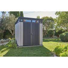 7ft Shed Pent Outdoor Storage Grey Resin