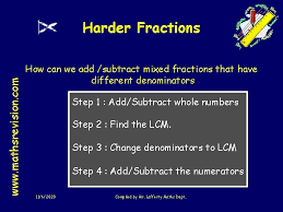 fractions reminder and mixed fractions