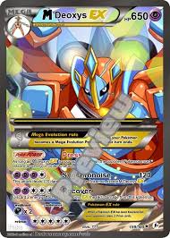 Deoxys is an alien that was born when a crystal had been hit with uv rays. M Deoxys Ex Pokemon Card Old Pokemon Cards Pokemon Cards Pokemon
