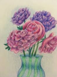 colored pencil drawing pink and purple