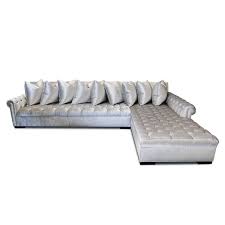 smith tufted sectional shimmer silver