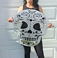 Huge Sugar Skull Metal Wall Art Decor