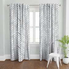 Black and white chevron curtains. Boho Herringbone Curtain Panel Herringbone By Etsy