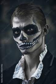 white skull makeup stock photo