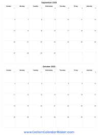 September And October 2020 Printable Calendar Template