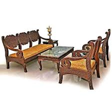 brown 5 seater wooden sofa set