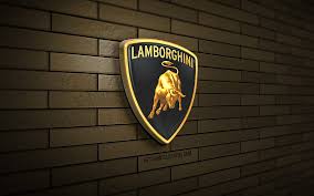 lamborghini 3d logo brown brickwall