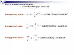 Ways To Express Bernoulli Equation