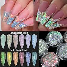 reflective holographic glitter nails