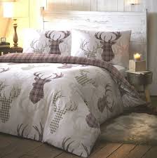 tartan stag natural quilt cover sets