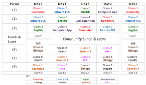 Four Day Rotating Schedule Student Schedule