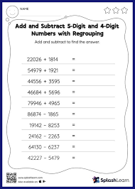 Subtract 5 Digit And 4 Digit Numbers