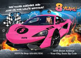Personalize Pink Race Car Invitation Cars Party Hot Wheels