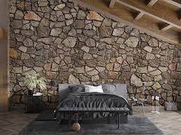 Brown Natural Large 3d Stones Wallpaper