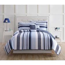 3 piece blue and white twin quilt set