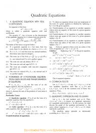 Mathematics Theory Quadratic Equations